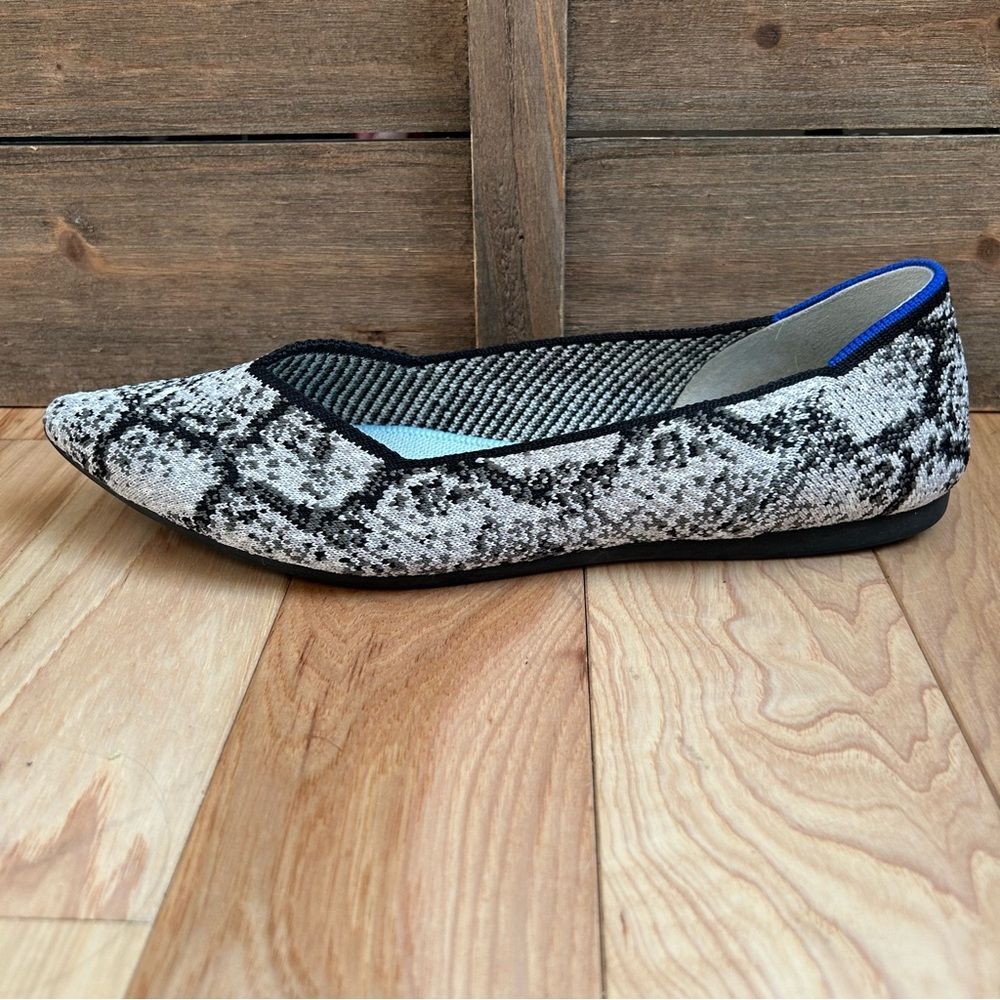 Rothy's The Point Black & White Python Print Flat… - image 12